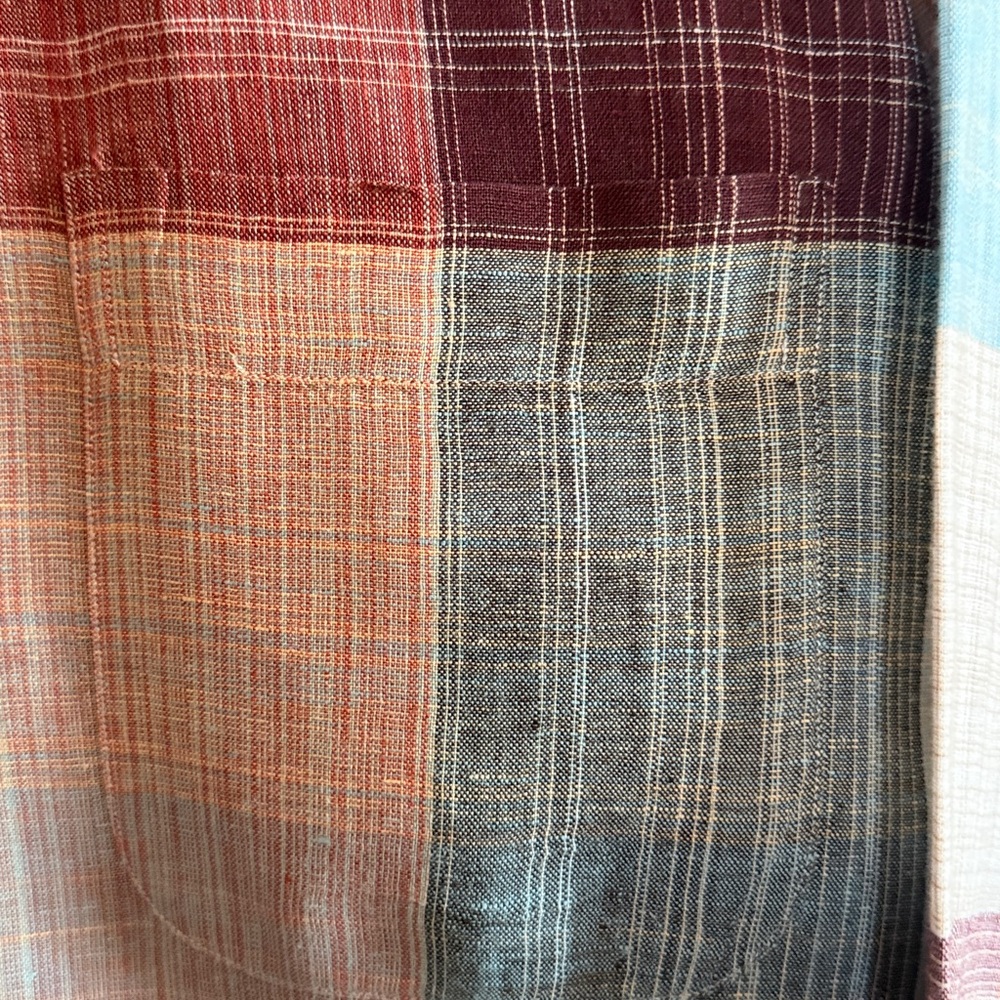Paul Fredrick 100% Linen Multicolor Plaid Button Down Shirt. Excellent Condition - Picture 2 of 6